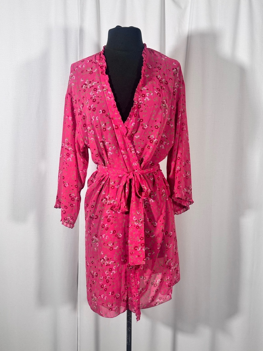 Josie Pink Floral Chifton Wrap Robe